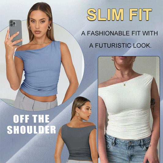 🔥Summer Hot Sale 49% OFF🔥Women’s Versatile Solid Color Off-Shoulder Tank Top