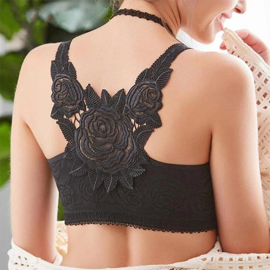 🔥HOT SALE 49% OFF🔥Rose Embroidery Front Closure Wirefree Bra