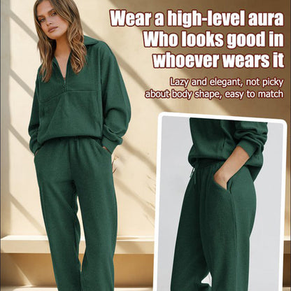 🔥Hot Sale-50% OFF💕Womens 2 Piece Long Sleeve Half Zip Pullover Fall Tracksuit Sweatsuits Set