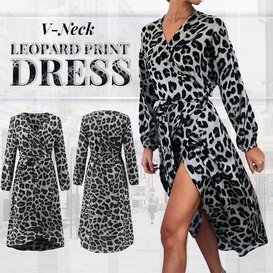🎉Spring Specials Sale 50% OFF💃✨V-Neck Leopard Print Dress