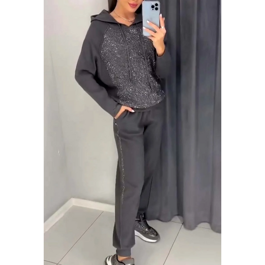 💥Hot Sale 49%OFF💥Hooded Sweatshirt and Cuffed Joggers 2-Piece Set