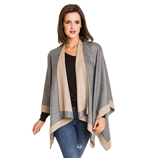 🎁Last Day Promotion 49% Off🔥Women's Elegant Color Block Poncho Wrap for Fall & Winter