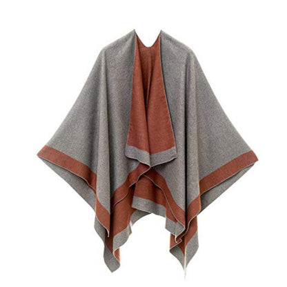 🎁Last Day Promotion 49% Off🔥Women's Elegant Color Block Poncho Wrap for Fall & Winter