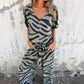 🎁2026 New Arrivals 70% OFF💥Women's Zebra Print V-Neck Top & Pants Two-Piece Set