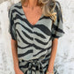 🎁2026 New Arrivals 70% OFF💥Women's Zebra Print V-Neck Top & Pants Two-Piece Set