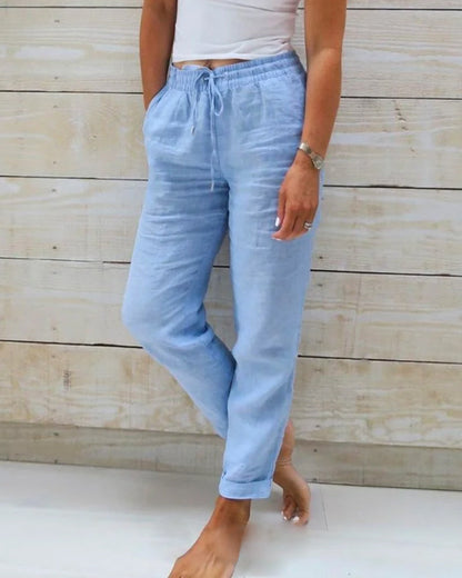 🌟LAST DAY SPECIAL PRICE: ￡11.99!!🌟Women's Elastic Waist Cotton Linen Casual Pants