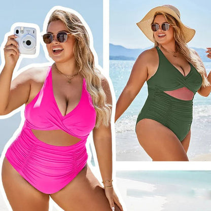 💥Last Day Special Sale 49% OFF💃Womens Push-up Tummy Control V-neck Cutout Swimsuits