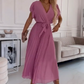 🌸Spring Specials🌸 Women's Solid V-Neck Pleated Flowy Dress