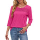 💥Hot Sales-49% OFF🔥Women’s Pleated Detail 3/4 Sleeve Casual T-Shirt
