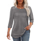 💥Hot Sales-49% OFF🔥Women’s Pleated Detail 3/4 Sleeve Casual T-Shirt
