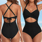 🏖️Last Day Special Sale 49% OFF🩱Women's Solid Ribbed Cutout-Front Shaping Swimsuit👙