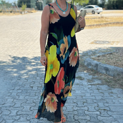 🍀LAST DAY SALE 50% OFF🍀Elegant Soft Sleeveless Floral Flowy Dress