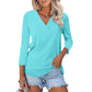 🍂Autumn Sales 49% OFF💐Women's 3/4 Sleeve V Neck Solid Color Top