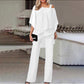 💋HOT SALE 49% OFF💋Loose and irregular Shoulder Ruffled Tiered Top and Pants Two Piece Set