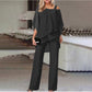 💋HOT SALE 49% OFF💋Loose and irregular Shoulder Ruffled Tiered Top and Pants Two Piece Set