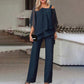 💋HOT SALE 49% OFF💋Loose and irregular Shoulder Ruffled Tiered Top and Pants Two Piece Set