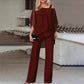 💋HOT SALE 49% OFF💋Loose and irregular Shoulder Ruffled Tiered Top and Pants Two Piece Set
