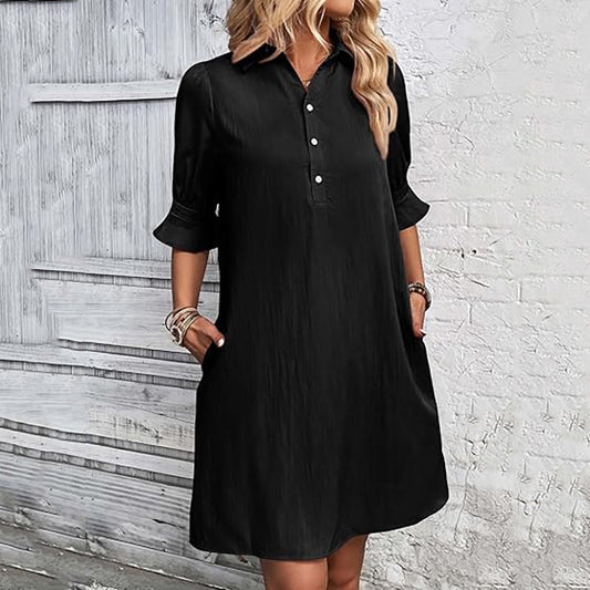 💃Last Day Promotion 50% OFF🎉Women's Elegant Shirt Dress with Ruffle Sleeves