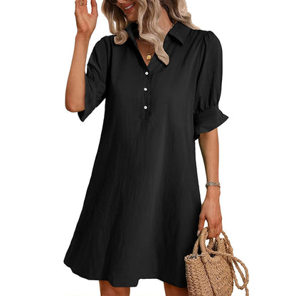 💃Last Day Promotion 50% OFF🎉Women's Elegant Shirt Dress with Ruffle Sleeves