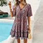 💕Last Day Promotion 49% OFF👗Women’s Flower Print V Neck Short Sleeve Mini Dress