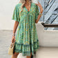 💕Last Day Promotion 49% OFF👗Women’s Flower Print V Neck Short Sleeve Mini Dress