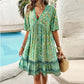 💕Last Day Promotion 49% OFF👗Women’s Flower Print V Neck Short Sleeve Mini Dress