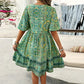 💕Last Day Promotion 49% OFF👗Women’s Flower Print V Neck Short Sleeve Mini Dress