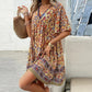 💕Last Day Promotion 49% OFF👗Women’s Flower Print V Neck Short Sleeve Mini Dress