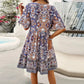 💕Last Day Promotion 49% OFF👗Women’s Flower Print V Neck Short Sleeve Mini Dress