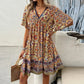 💕Last Day Promotion 49% OFF👗Women’s Flower Print V Neck Short Sleeve Mini Dress