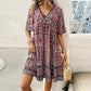 💕Last Day Promotion 49% OFF👗Women’s Flower Print V Neck Short Sleeve Mini Dress