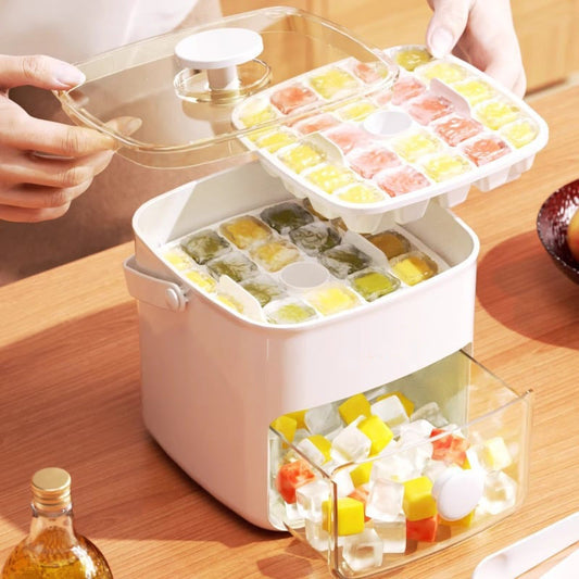 ⛱️SUMMER DAY - ONLY￡13.99!!⚡50K+ SOLD🧊2 Tier Convenient Push-In Ice Cube Mold with Tray Case