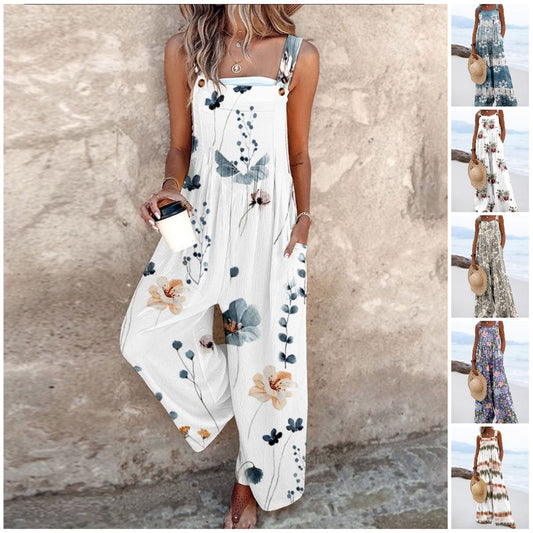 🔥Hot Sale 49% OFF🔥Plus Size Floral Wide Leg Overalls Jumpsuit