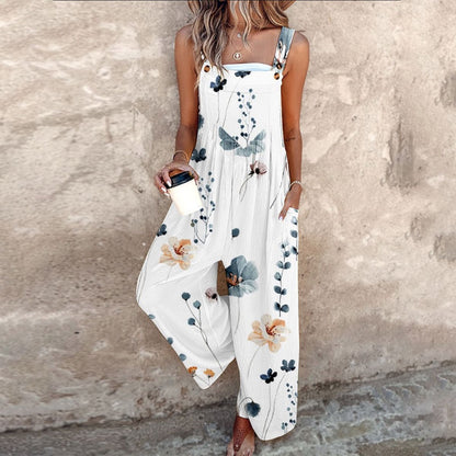 🔥Hot Sale 49% OFF🔥Plus Size Floral Wide Leg Overalls Jumpsuit