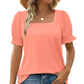 💕Hot Promotion 50% OFF🍃Women's Casual Square Neck Smocked Sleeve T-Shirt