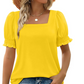 💕Hot Promotion 50% OFF🍃Women's Casual Square Neck Smocked Sleeve T-Shirt
