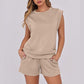 💕Last Day Promotion 49% OFF🔥Women's Cap Sleeve Crewneck Top & Drawstring Shorts 2-Piece Set