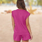 💕Last Day Promotion 49% OFF🔥Women's Cap Sleeve Crewneck Top & Drawstring Shorts 2-Piece Set