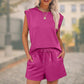 💕Last Day Promotion 49% OFF🔥Women's Cap Sleeve Crewneck Top & Drawstring Shorts 2-Piece Set