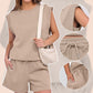 💕Last Day Promotion 49% OFF🔥Women's Cap Sleeve Crewneck Top & Drawstring Shorts 2-Piece Set