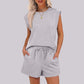 💕Last Day Promotion 49% OFF🔥Women's Cap Sleeve Crewneck Top & Drawstring Shorts 2-Piece Set