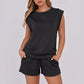 💕Last Day Promotion 49% OFF🔥Women's Cap Sleeve Crewneck Top & Drawstring Shorts 2-Piece Set
