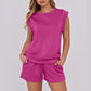 💕Last Day Promotion 49% OFF🔥Women's Cap Sleeve Crewneck Top & Drawstring Shorts 2-Piece Set