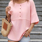 💥Last Day Special Sale 49% OFF👚Women's 3/4 Sleeve Casual Button Down Waffle Knit Tops