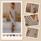 ⏰Early Autumn Sales 49% OFF🍂Women's V-Neck Striped Split Lapel Long Sweater Dress