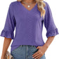 💖LAST DAY SALE 50% OFF💖Women's Elegant Ruffle Sleeve V-Neck Tops