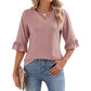 💖LAST DAY SALE 50% OFF💖Women's Elegant Ruffle Sleeve V-Neck Tops