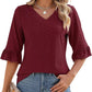 💖LAST DAY SALE 50% OFF💖Women's Elegant Ruffle Sleeve V-Neck Tops