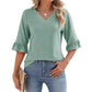 💖LAST DAY SALE 50% OFF💖Women's Elegant Ruffle Sleeve V-Neck Tops