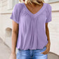 💖LAST DAY SALE 50% OFF💷✨Women's Casual Pleated V-Neck Short-Sleeve Top🌷-Loose Fit & Comfortable Shirring Top